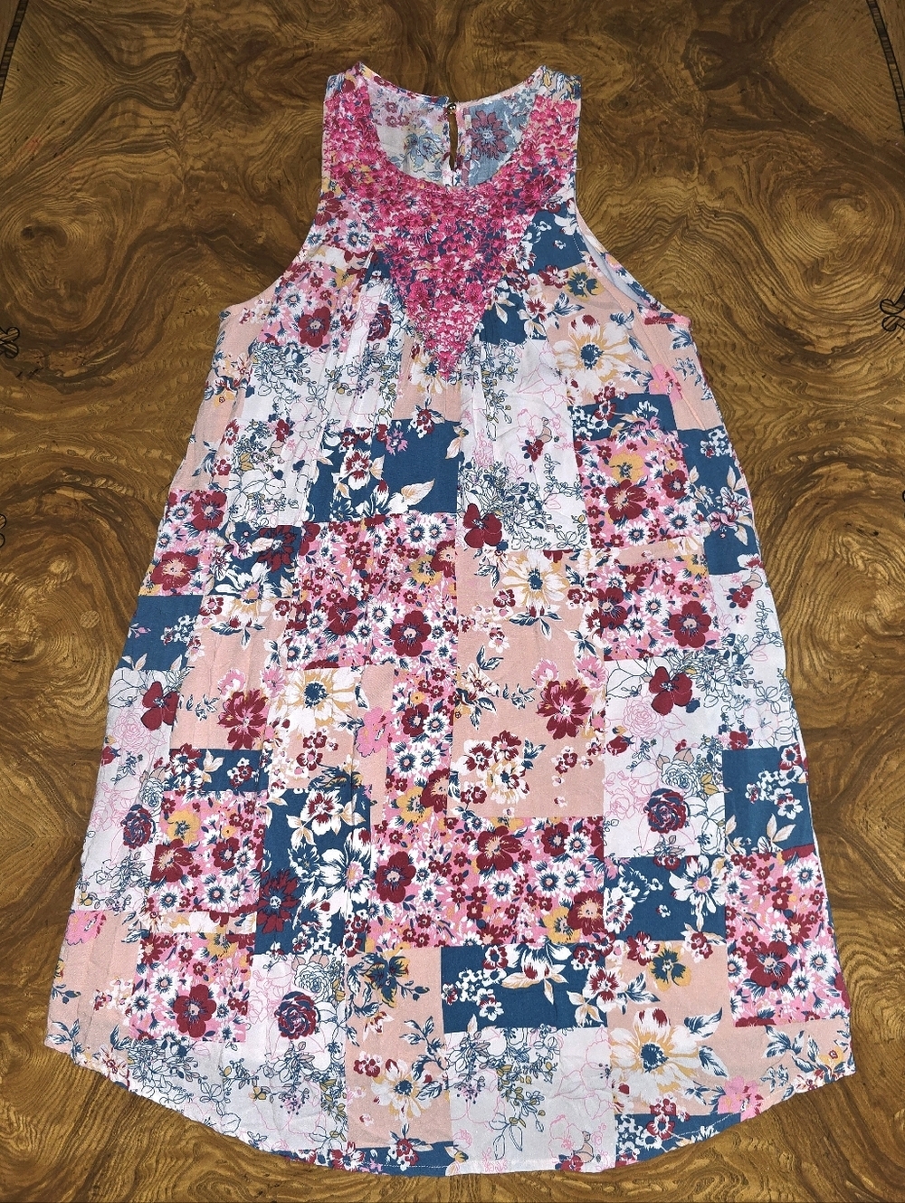 Savanna Jane Floral Patchwork Embroidered Sleeveless Dress Size S